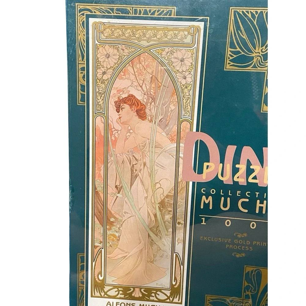 Dino Puzzle Collection Mucha 1000 Pc Sealed Gold Printing Art Nouveau